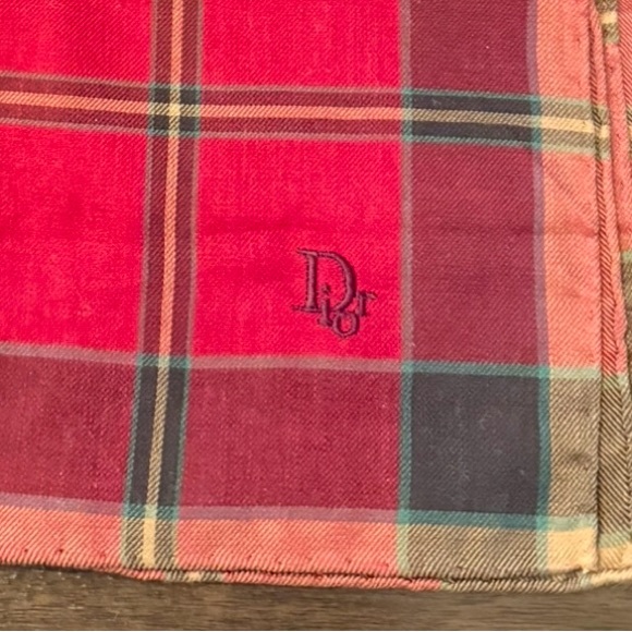 Dior Hand Rolled Plaid Handkerchief Scarf - Picture 5 of 5